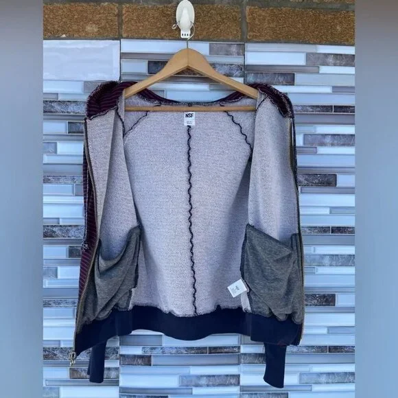 NSF Stripes Print Zip Up Jacketsmall